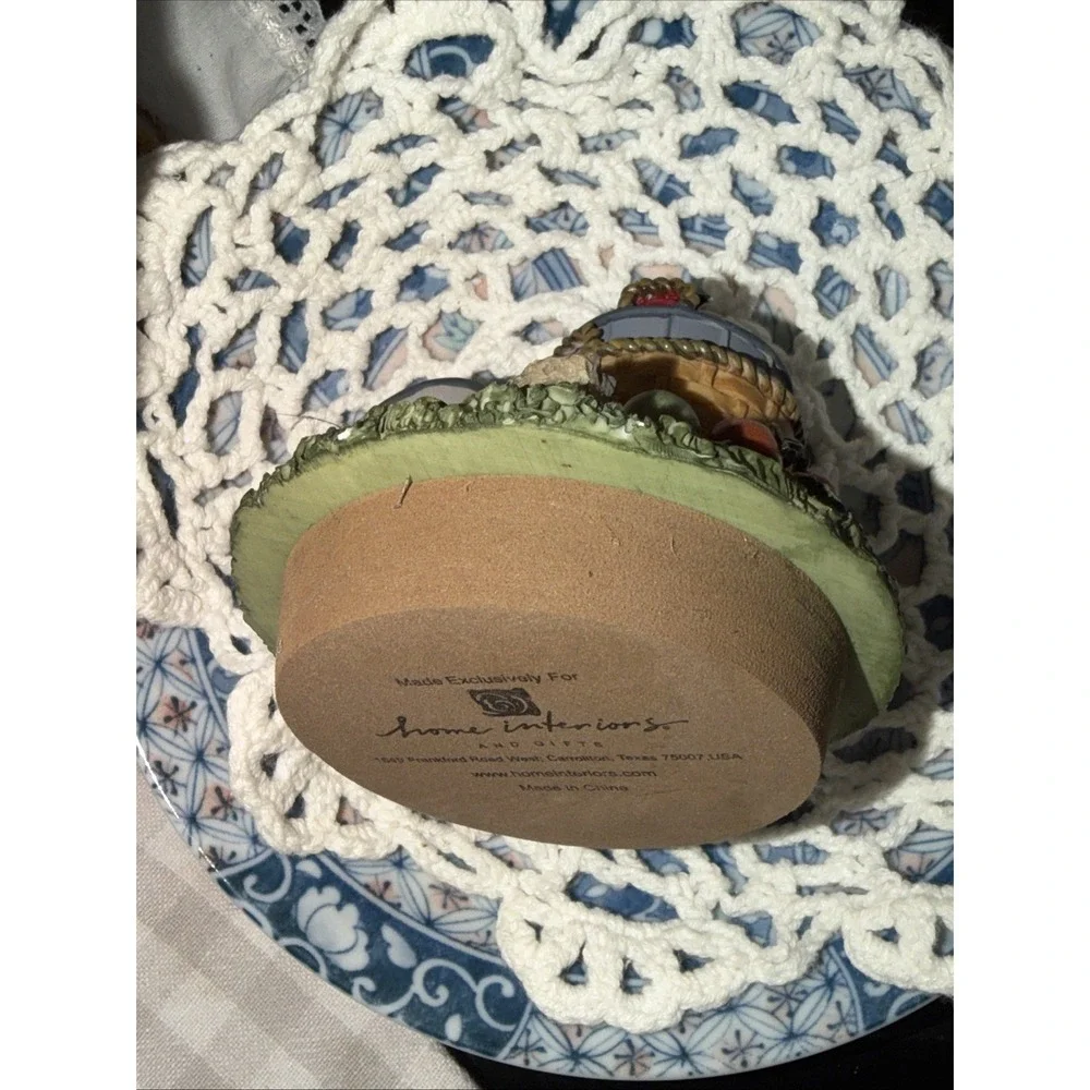 Vintage Retired Home Interiors Candle Cork Topper Basket  of apples 3 Inch Mouth